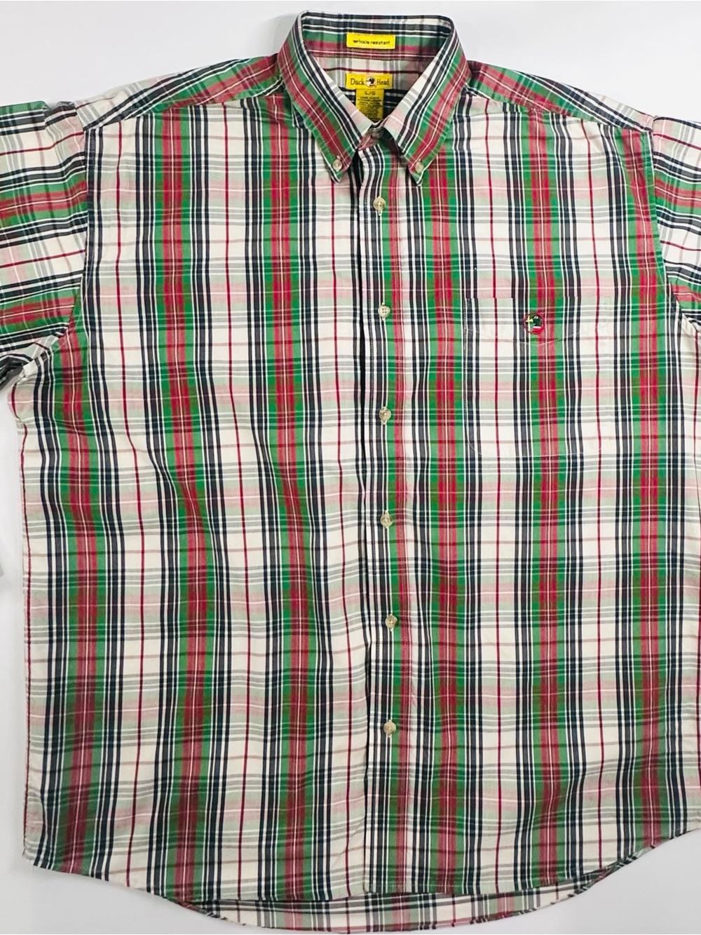 Duck Head Plaid Button Down Shirt Long Sleeve Cotton Size Large